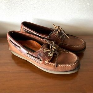 Vintage Timberland Brown Leather Boat Shoes sz 7.5